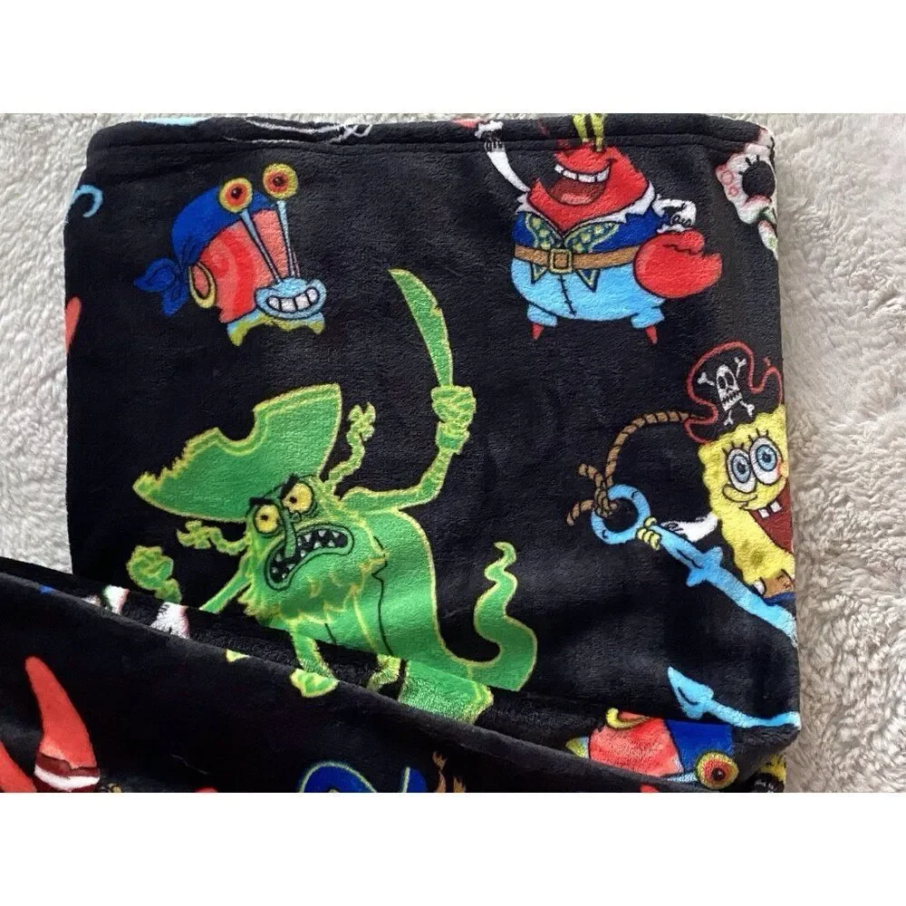 Spongebob Squarepants Movie Throw‎ Blanket 50”X 70” Pirate Davy Jones Black NEW